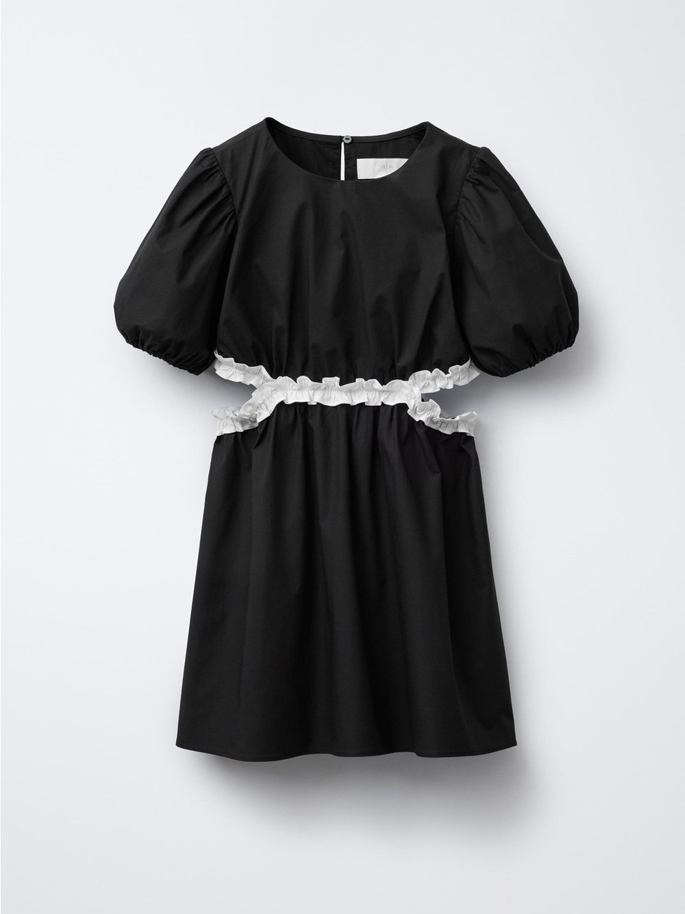 Zara Black Mini Dress with White Ruffle Waist